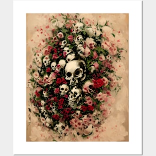 Skulls and roses Posters and Art